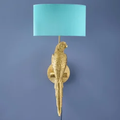 Applique Murale Perroquet Percy droite, or-turquoise