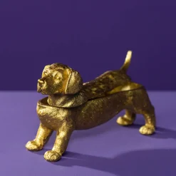 Boîte decorative chien, teckel, or