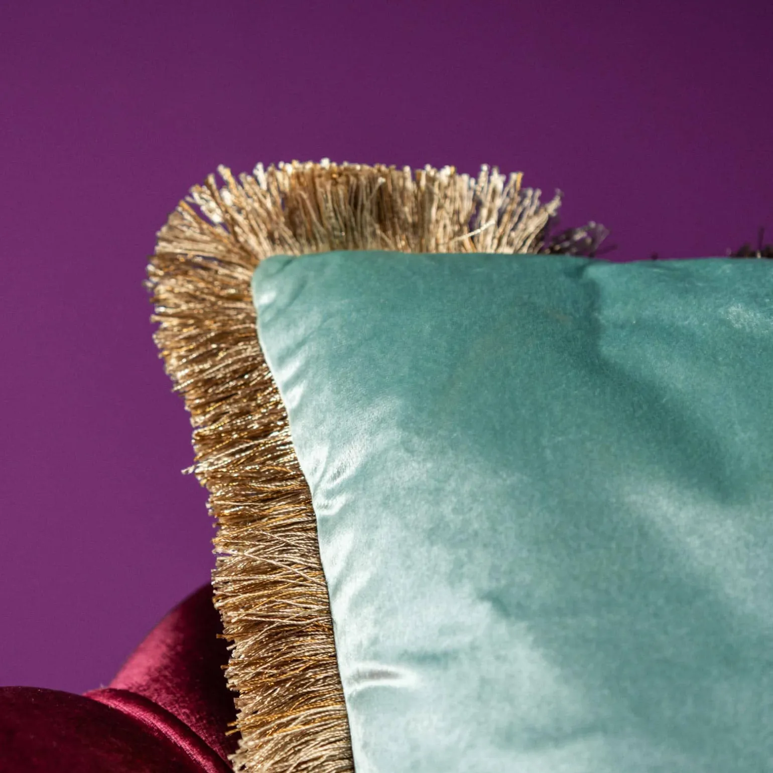 Coussin en velours Velvet Cushion, bleu menthe, polyester, 45x45 cm