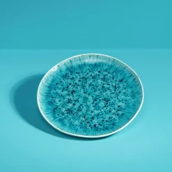 Ensemble de 6 assiettes à dessert Aquamarine, blanc/turquoise
