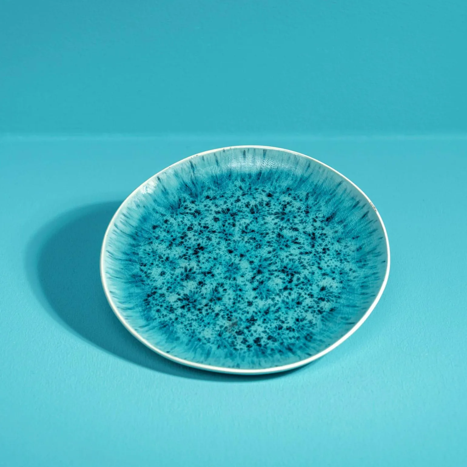 Ensemble de 6 assiettes à dessert Aquamarine, blanc/turquoise