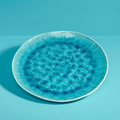 Ensemble de 6 assiettes plates Aquamarine, blanc-turquoise