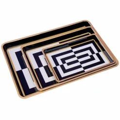 Ensemble de 3 plateaux, noir