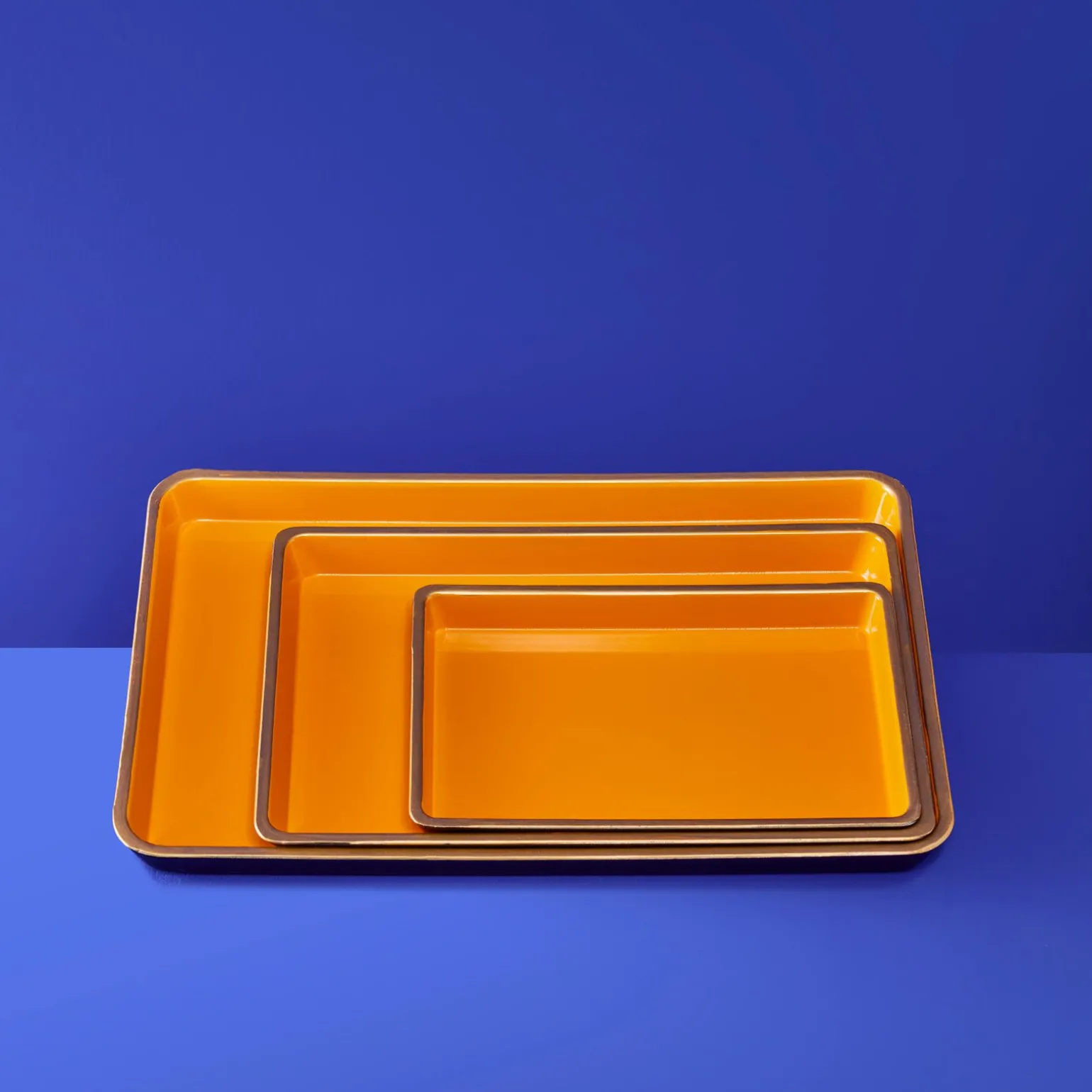 Ensemble de 3 plateaux, orange