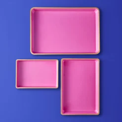 Ensemble de 3 plateaux, rose