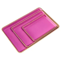 Ensemble de 3 plateaux, rose