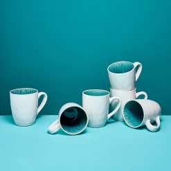 Ensemble de 6 tasses à café/thé Aquamarine, blanc/turquoise