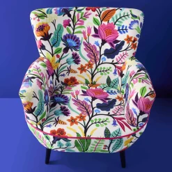 Fauteuil en Velours avec Motif Floral Adventure, Multicolore