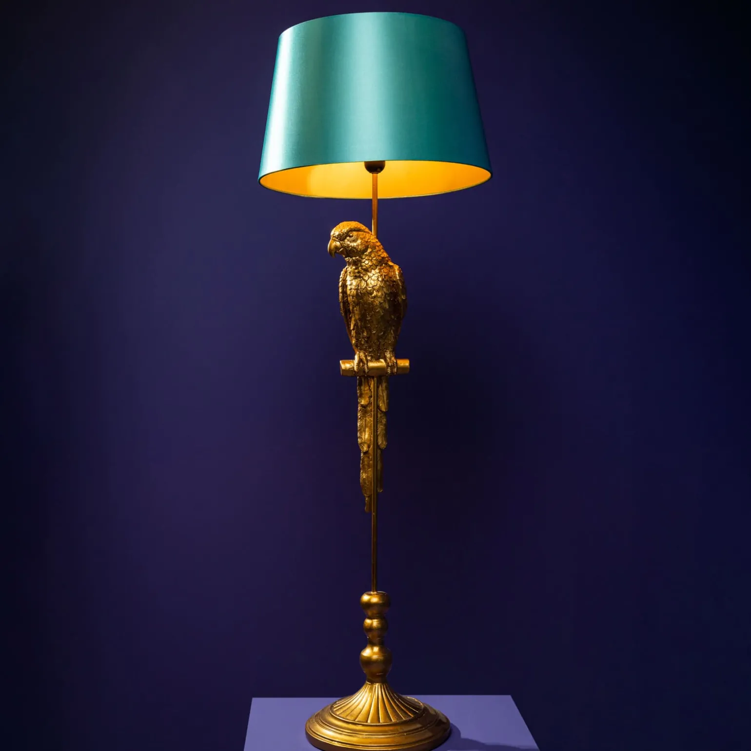 Lampadaire perroquet Tammy, or/turquoise