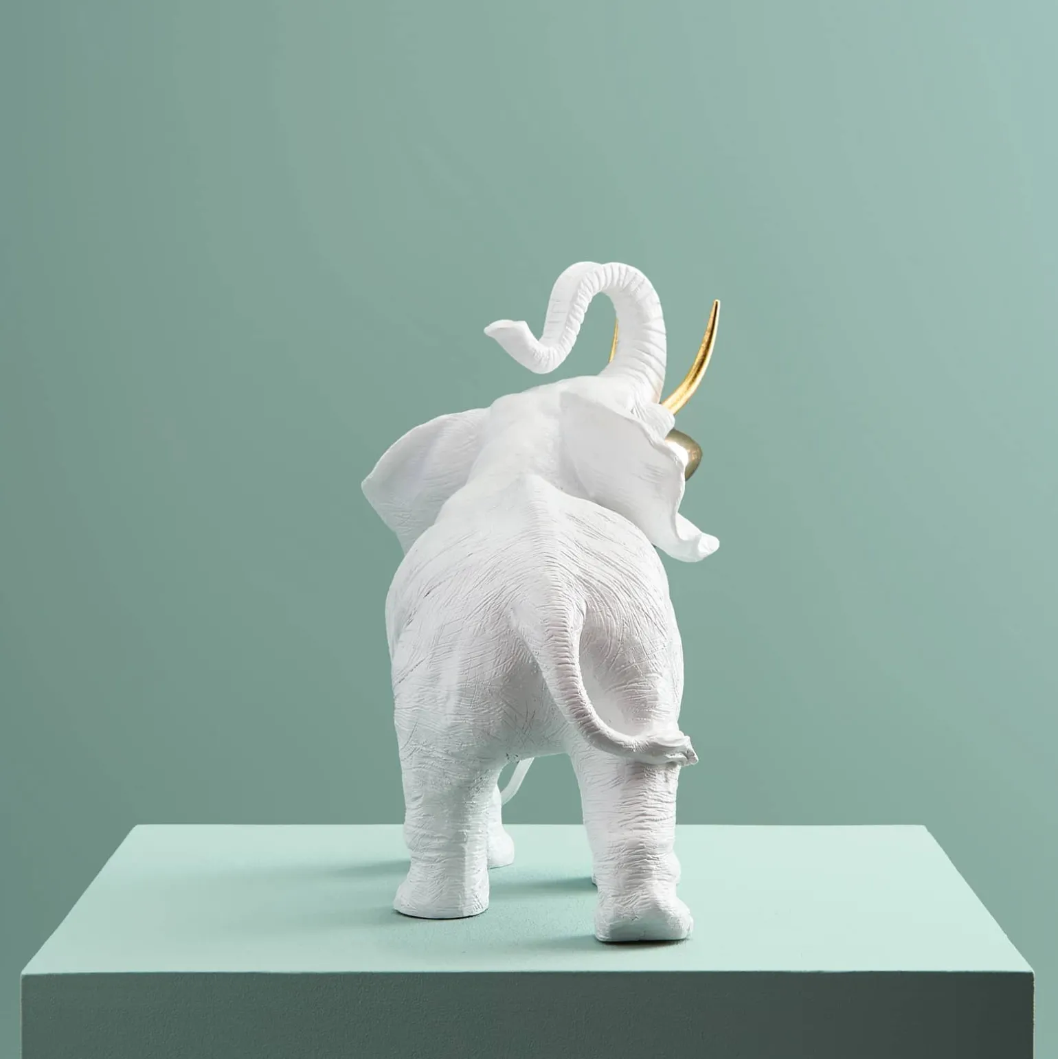Lampe à poser éléphant Dumbo, blanc-or