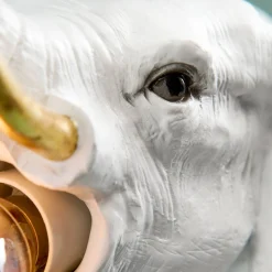 Lampe à poser éléphant Dumbo, blanc-or