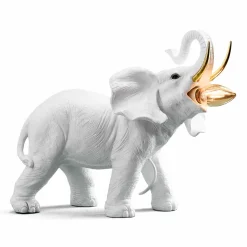 Lampe à poser éléphant Dumbo, blanc-or