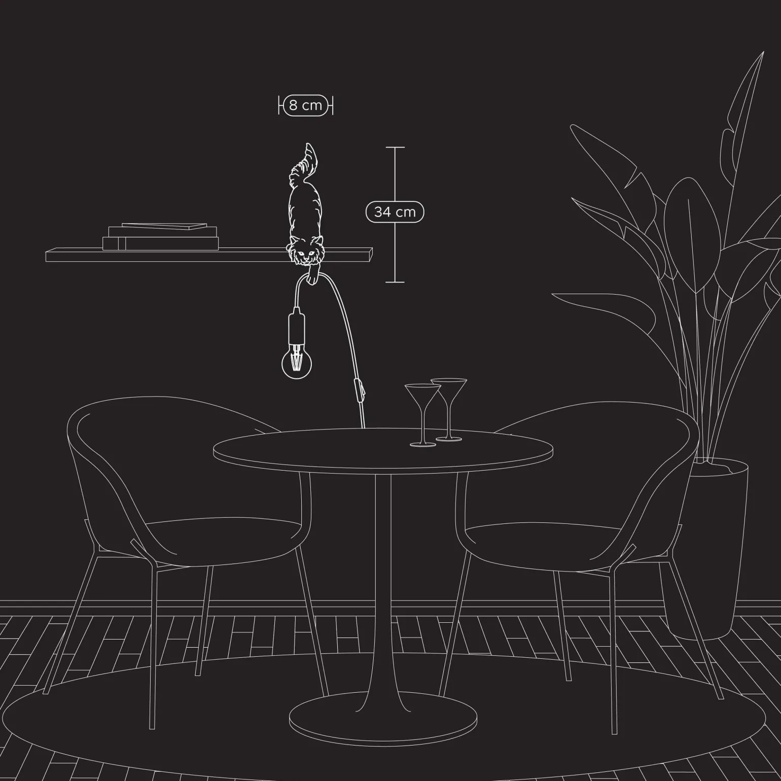 Lampe de table chat Chichi, noir