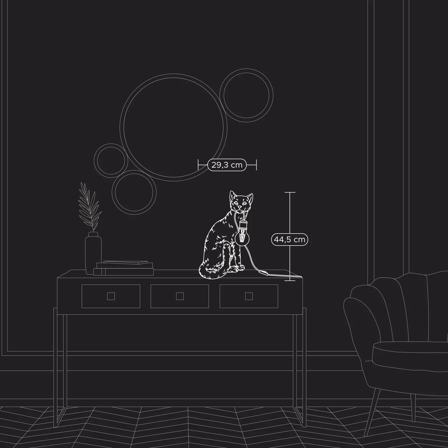 Lampe de table chat Chouchou, noir