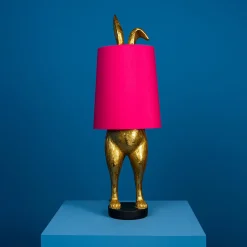Lampe de table lapin Hiding Bunny®, or/magenta