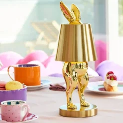 Lampe de Table Lapin LED Hiding Rabbit, or brillant