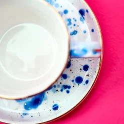 Lot de 6 tasses à espresso Marine Splash, blanc/bleu/or
