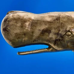 Objet déco baleine / cachalot Moby, or, aluminium, 70x17x45 cm