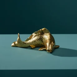 Poisson decoratif, or, polyrésine, 21x10,5x9,5 cm