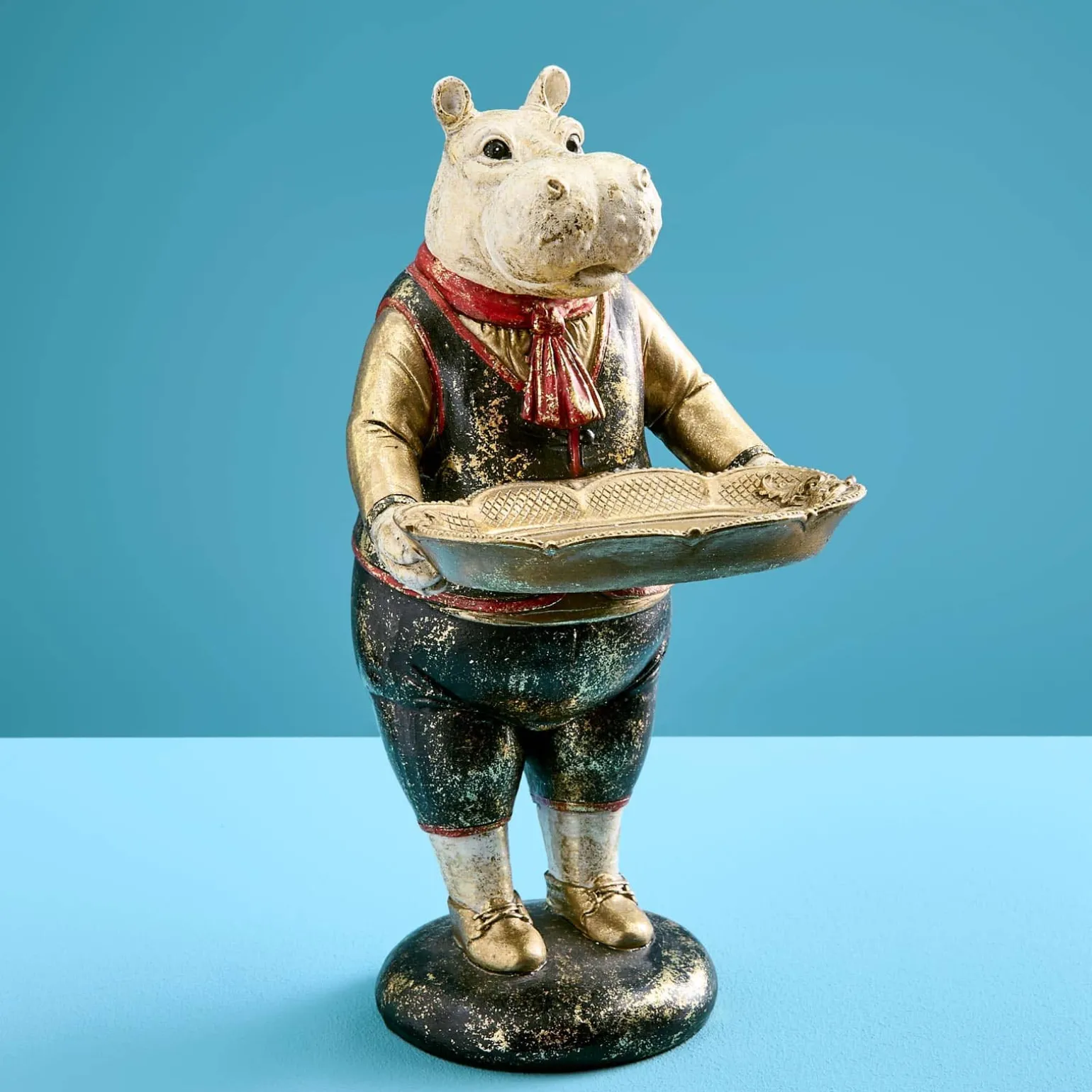Porte-cartes / figure animale Hippopotamus Hippo, polyrésine, 18x14x29 cm