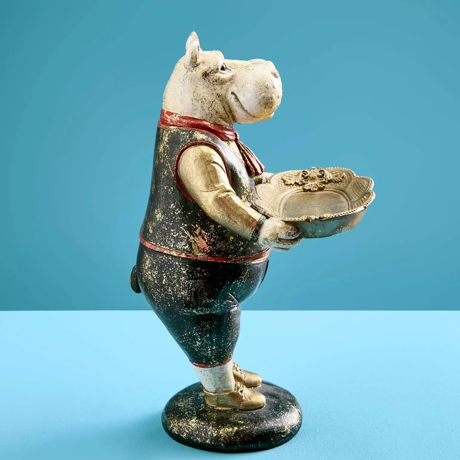 Porte-cartes / figure animale Hippopotamus Hippo, polyrésine, 18x14x29 cm