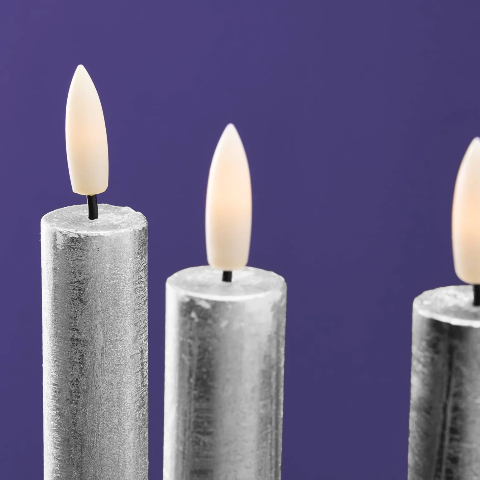 Set de 4 bougies LED, argent