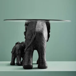 Table d'appoint Elephants Mali & Kisha, noire
