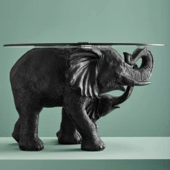 Table d'appoint Elephants Mali & Kisha, noire