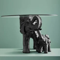 Table d'appoint Elephants Mali & Kisha, noire