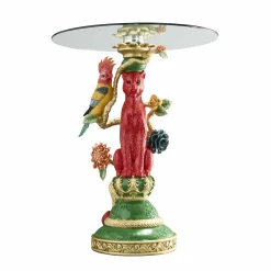 Table d'Appoint Léopard avec Cacatoès, multicolore