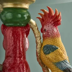 Table d'Appoint Léopard avec Cacatoès, multicolore