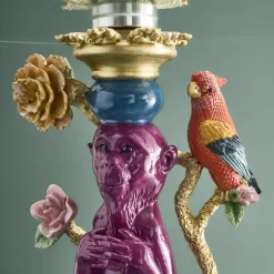 Table d'Appoint Singe avec Perroquet, multicolore