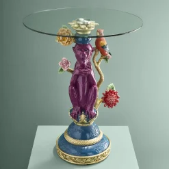 Table d'Appoint Singe avec Perroquet, multicolore