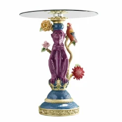Table d'Appoint Singe avec Perroquet, multicolore