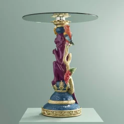 Table d'Appoint Singe avec Perroquet, multicolore