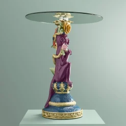 Table d'Appoint Singe avec Perroquet, multicolore