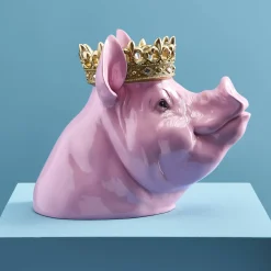 Tirelire cochon Porky avec couronne, rose