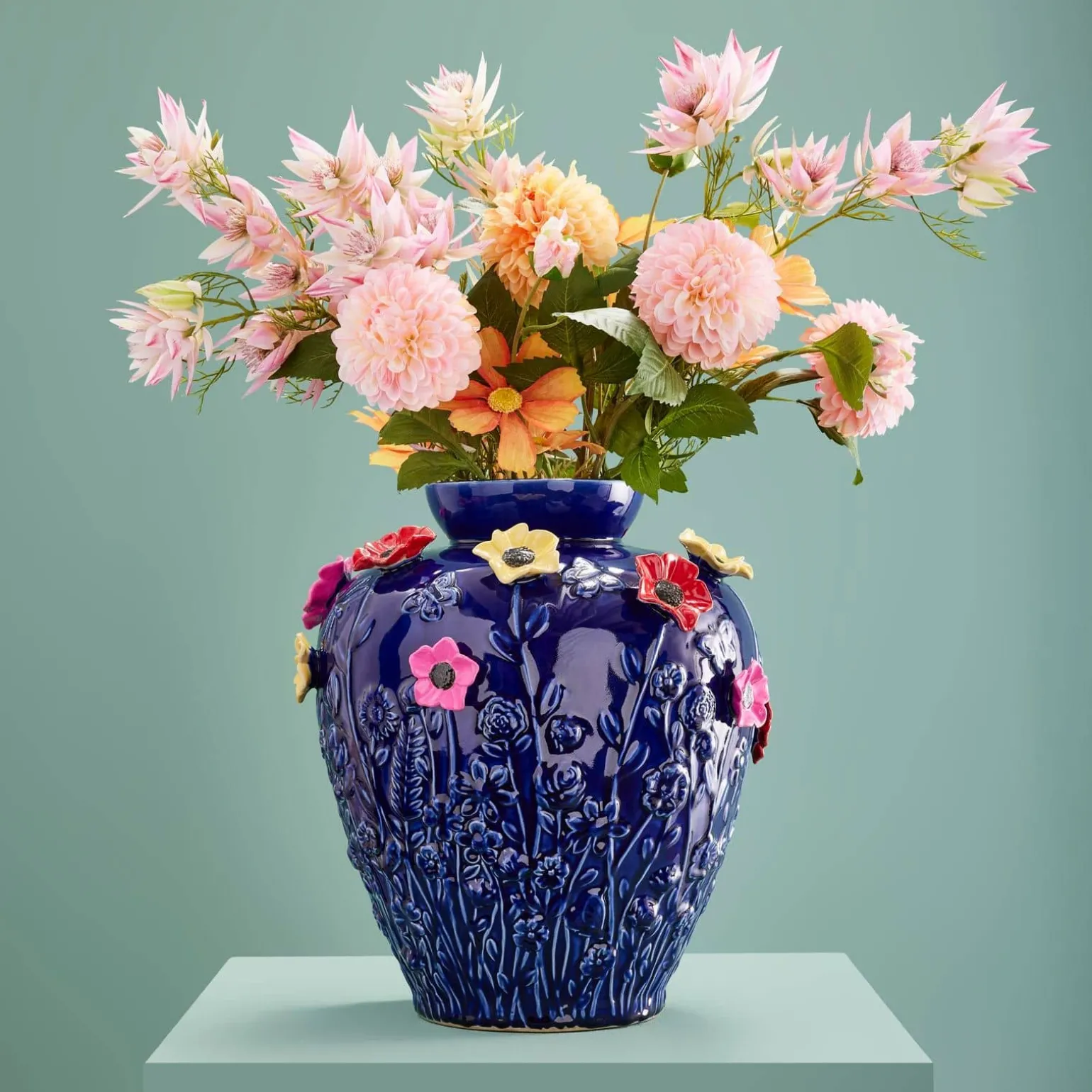 Vase avec fleurs Primavera, bleu