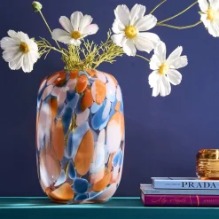 Vase Lilly Dots, bleu-orange